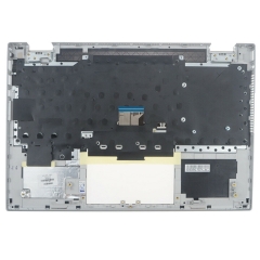 New Palmrest Upper Case w/ Keyboard Non-Backlit Silver Edge For HP 14-DW 14T-DW