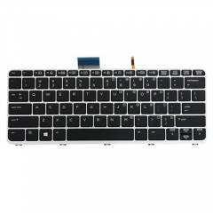 US Keyboard Backlit W/ Silver Frame FOR HP Elitebook Folio 1020 G1 Laptop Black
