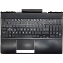 Laptop Replacement Keyboard Compatible for HP 15-DC TPN-Q211 L30195-001 L24369-001 L32774-001 L30194-001 US Layout Backlit with Palmrest Upper Cover Case Shell (White Text)