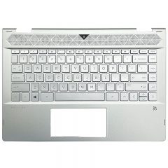 Camera Hole Palmrest Keyboard without backlight For HP X360 14-CD 14M-CD TPN-W131 Silver Color
