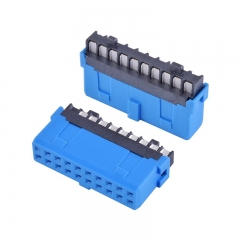 USB3.0 IDC motherboard 20pin connector welding wire type wire end plate end spacing 2.0 blue motherboard idc interface connector 20pcs