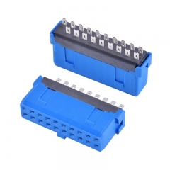 USB3.0 IDC motherboard 20pin connector sandwich type wire end plate end spacing 2.0 blue motherboard idc interface connector 20pcs